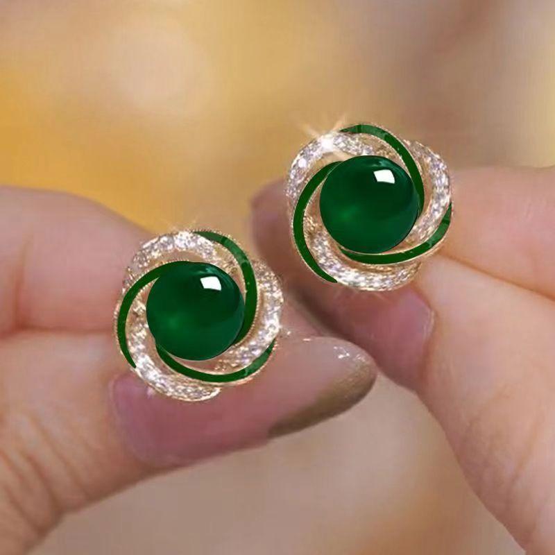 

Изысканные и маленькие иглы из стерлингового серебра, женский зеленый опал Green-oil Pearl [925 silver needle]]