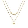 Fashion Double-Layer Stainless Steel Necklace Temperament Light Luxury Collarbone Chain Plated With 18K Gold Item Decoration