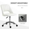 Armless Velvet Feel Office Chair Cream White