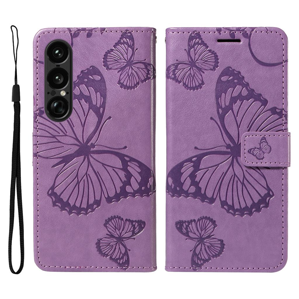 For Sony Xperia 1 VII Wallet Case Floral Butterfly Imprinted Leather Phone Cover Stand