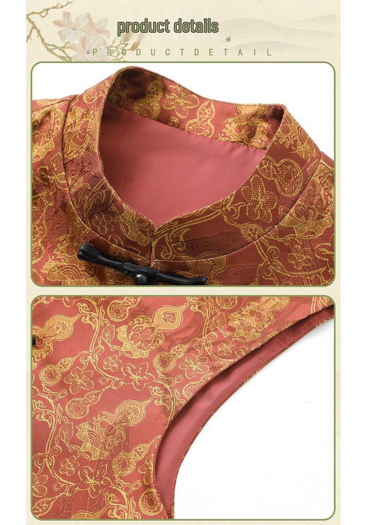 Chinese Embroidery Vest for Middle-Aged Women - Loose-Fit National Style Top