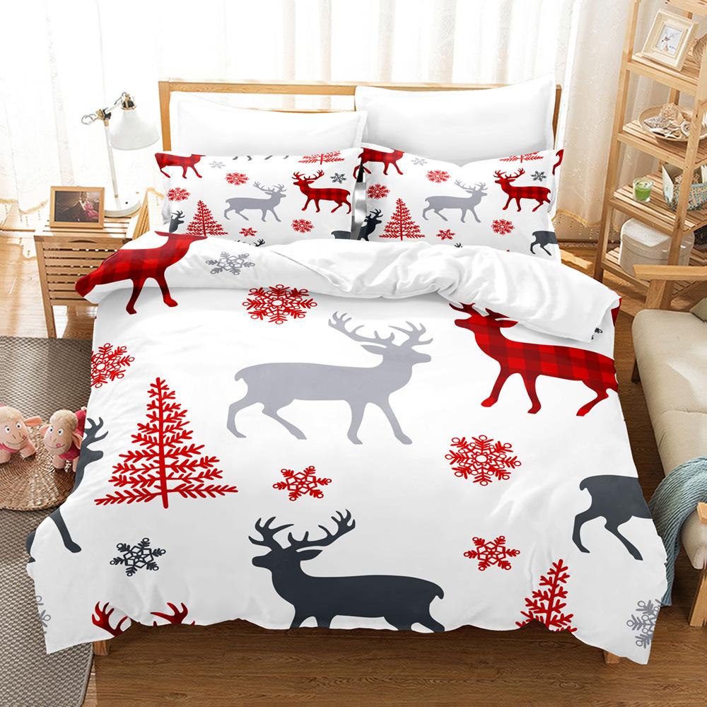 3D Merry Christmas Bedding Set King Queen Bed Down Duvet Cover Pillowcase 2/3pcs Happy New Year Bedcover Luxury Home Textile Gift
