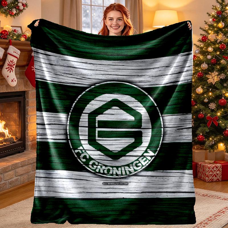FC Groningen Pattern Blanket for Home Decoration, Bed, Sofa, Car Travel, Camping, Suitable for All Seasons, Birthday Christmas Gift