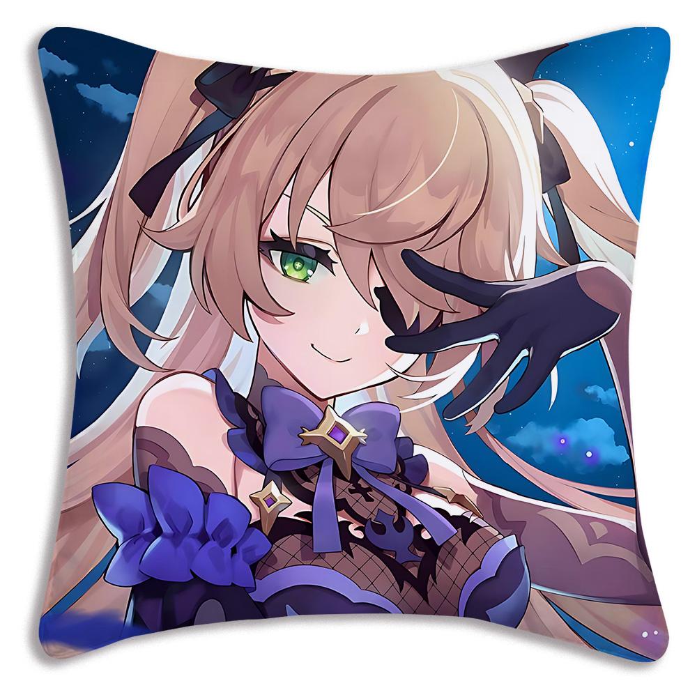 Anime Genshin Impact Pillow Covers Cartoon Sofa Decorative Home Double-Sided Printing Short Plush Cute Cushion Cover