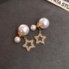 18k electroplated zircon pearl two-wear stud earrings light luxury earrings Korean exquisite earrings