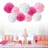 9Pcs/Pack DIY Craft Tissue Paper Flower Romantic Flower Balls Decorative Garland Pink Color Paper Pom Poms Flowers Home Decor