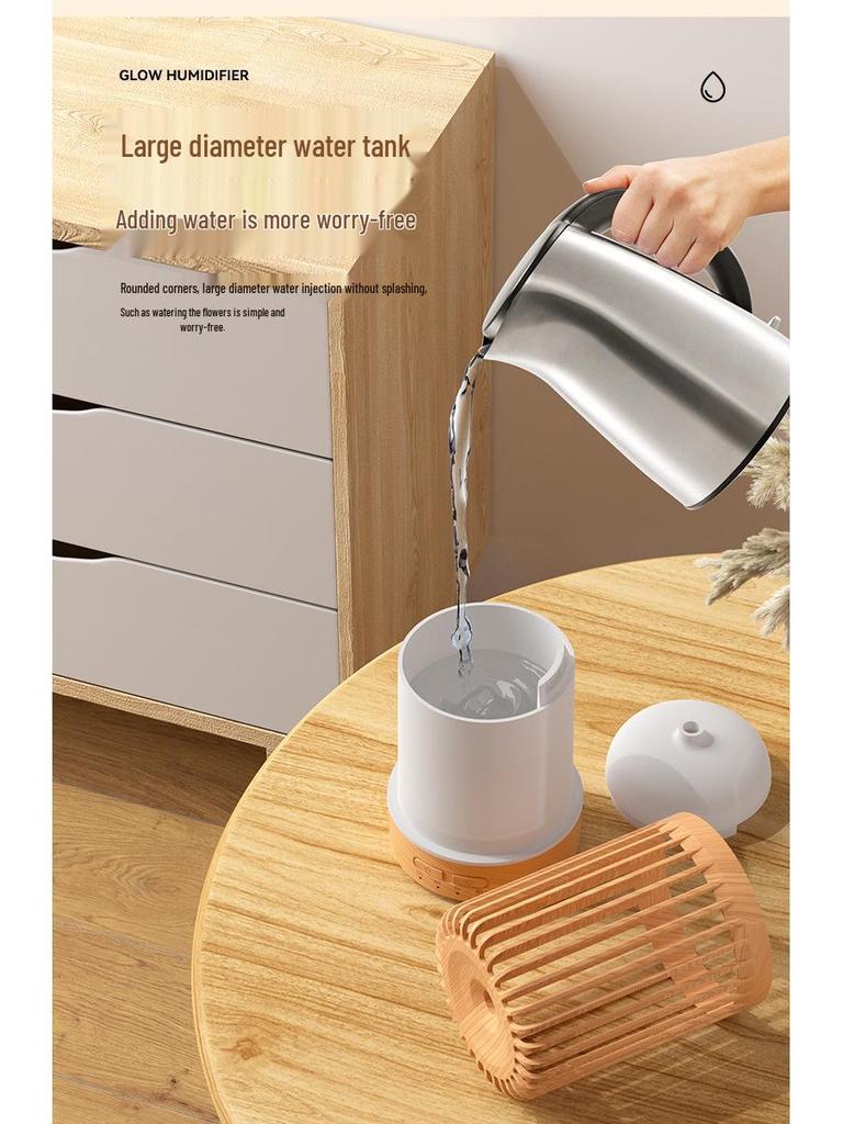 Wood Grain Ultrasonic Aroma Diffuser for Bedroom - Silent Essential Oil Humidifier