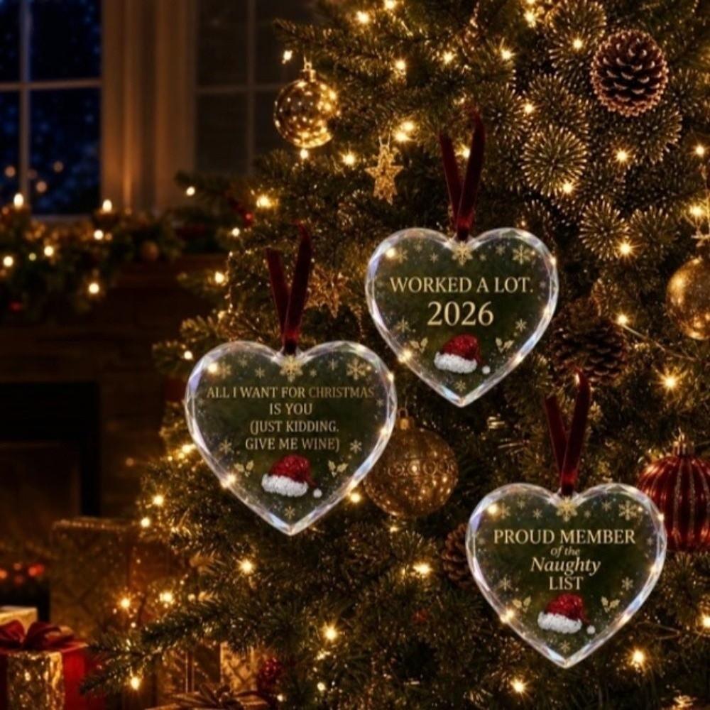 Hanging Christmas Acrylic Heart Ornament Acrylic Transparent Ball Creative Heart Shape Love Attitude Slogan Pendant