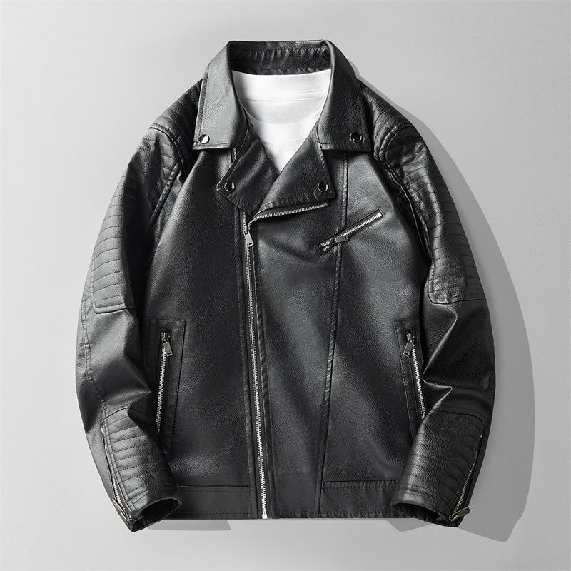 High-end locomotive clothing spring and autumn new leather jacket men's fashion trendy brand locomotive leather jacket youth handsome jacket
