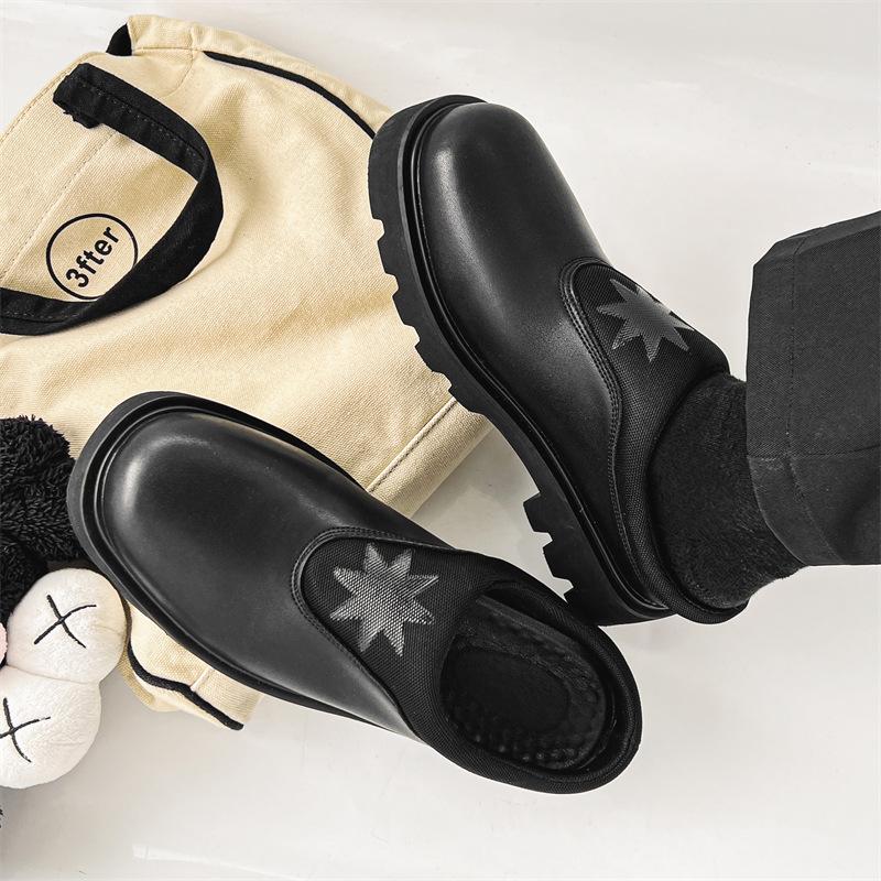 Pantofi Derby negri design nișă pantofi bărbați pantofi casual din piele cap sac tragere platformă uzură casual jumătate tragere 15962-J