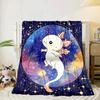 Fantasy Axolotl Moon Night Sky Blanket Flannel Blanket for bed, sofa, Camping, Hiking, Picnic Essentials, gift for family Fan gifts