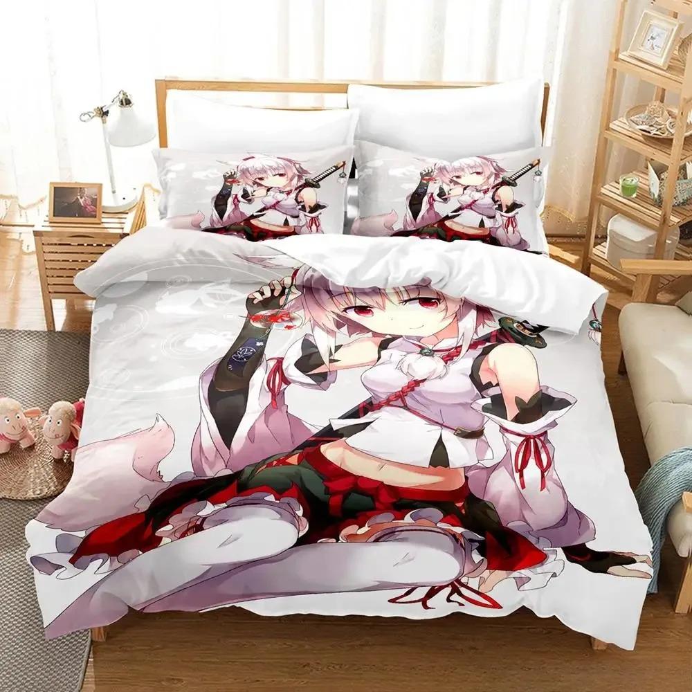 Kawaii Inubashiri Momiji Touhou Bedding Set Single Twin Full Queen King Size Bed Set Adult Kid Bedroom Duvet Cover Set