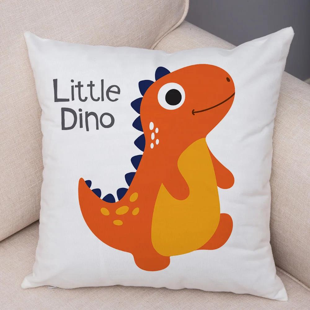 Niedlicher Jurassic Dinosaurier Kissenbezug Dekorative Cartoon Tier Kissenhülle Kinderzimmer Sofa