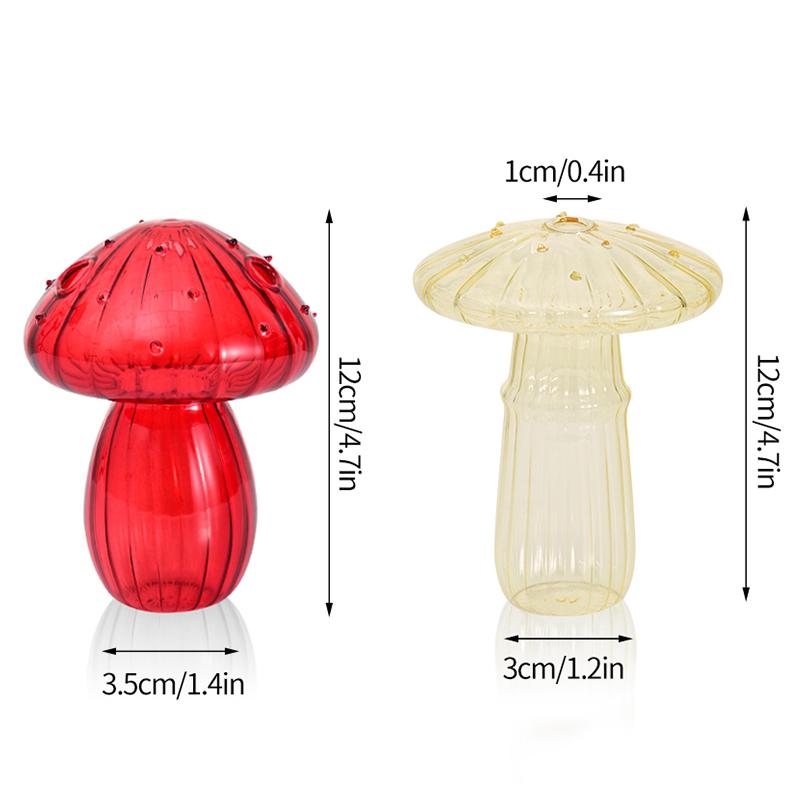 Mushroom Vase Glass Flower Bottle Aesthetic Desk Decoration Vase for Flowers Mushroom Plant Pot New Year Decor Home Table Decor