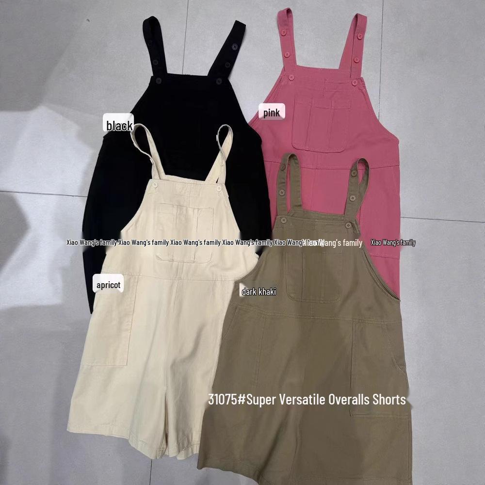 

Xiao Wang s 31075: Korean Style Loose Plus Size Casual Age-Reducing Five-Point Overalls Shorts One Size хакі