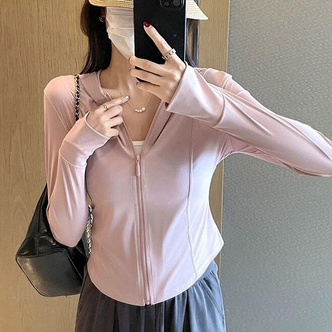 Quality ice silk sunscreen clothing summer thin slim fit tight yoga clothing tight short jacket sunscreen clothing
