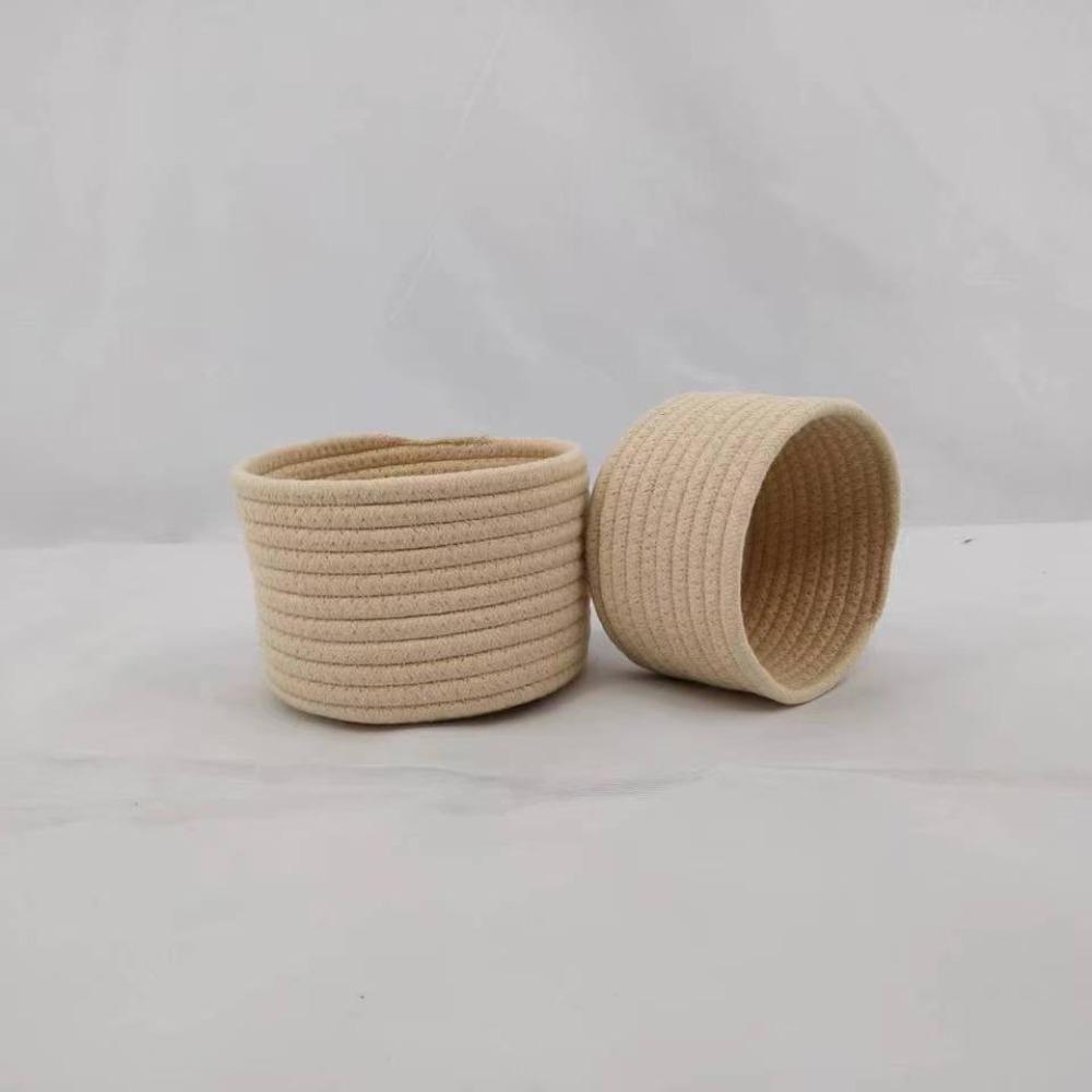 Small Cotton Rope Under Bed Storage Basket - Handwoven Home Organizer Bin for Snacks & Sundries