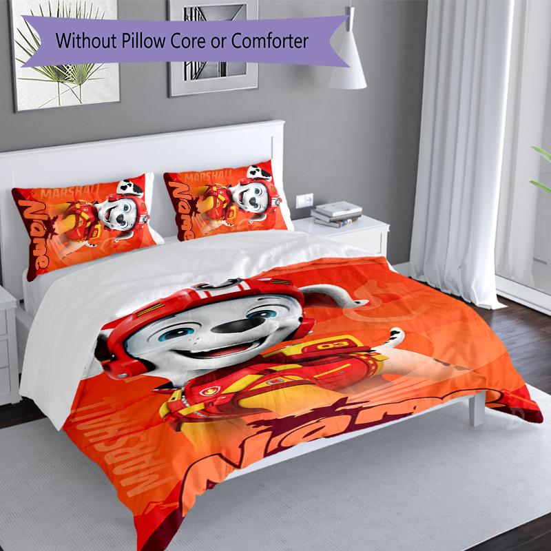 3pcs Custom Name Paw Patrol Bedding Set,Includes 1 Duvet Cover and 2 Pillowcases,All-season Bedroom Decor