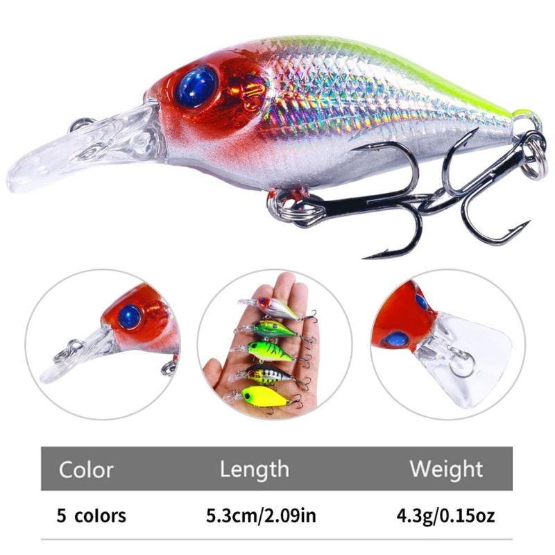 4.3g 5.3cm Crankbaits with Hook Artificial Baits Carp Trout Lures Swimbait Fishing Lures Wobbler Fishing Tackle