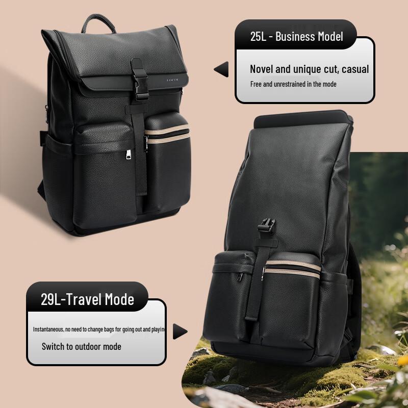 Bopai Men's 16-inch Leather Business Travel Backpack