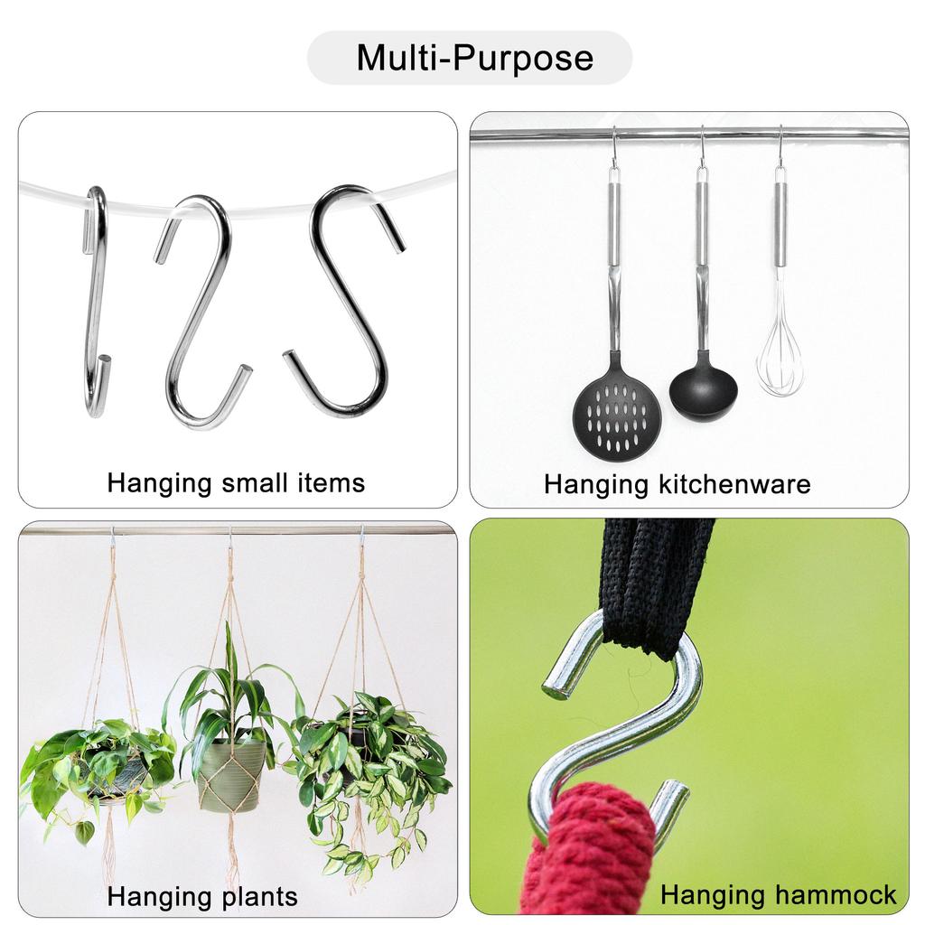 S Shaped Hook Clasps Clasps Hooks Storage Rack Household Organizer for Hanging Objects In Kitchen Garden 4/16Pcs 1.57"/2.6" Long