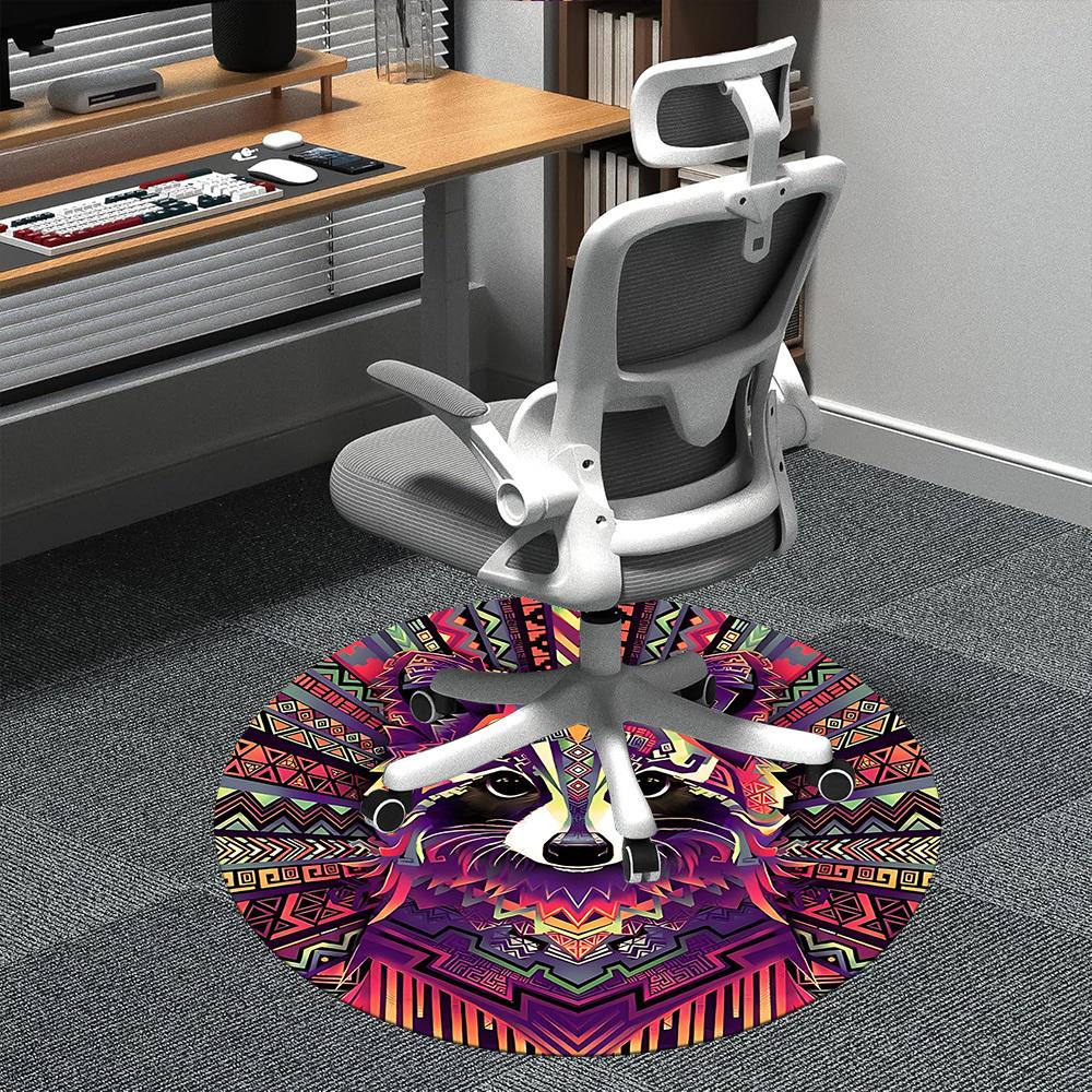 

1pc Raccoon Mandala Office Round Area Rug, Indoor Mat Suitable ForOffice, Under Office Chairs Bedroom Living Room Home Decor, Room Deco, n35 80cm by 80cm