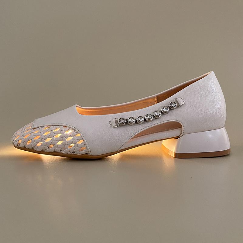 Fashion New 2025 Summer Women's Sandals Elegant Medium Heel Toe Mules Comfortable Office Women's Shoes Buckle Heels Women 545