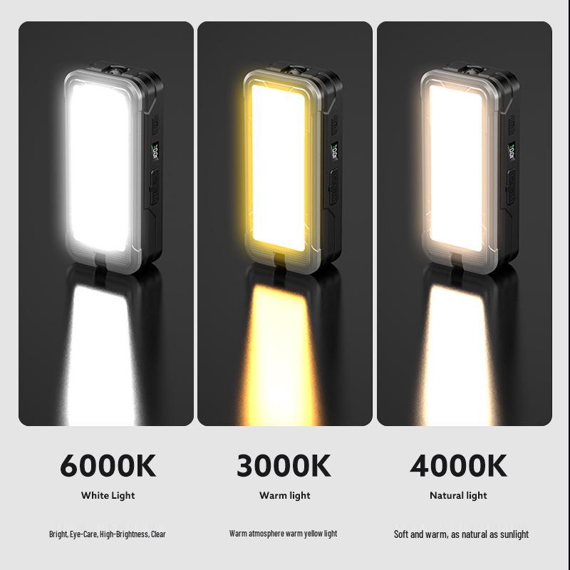 Rechargeable Solar-Powered Portable Work & Camping Light with Emergency Spotlight.