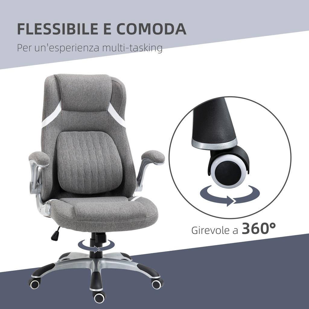 Reclining Office Chair in Breathable Fabric and Steel with Adjustable Height, 68x76x109-117 cm