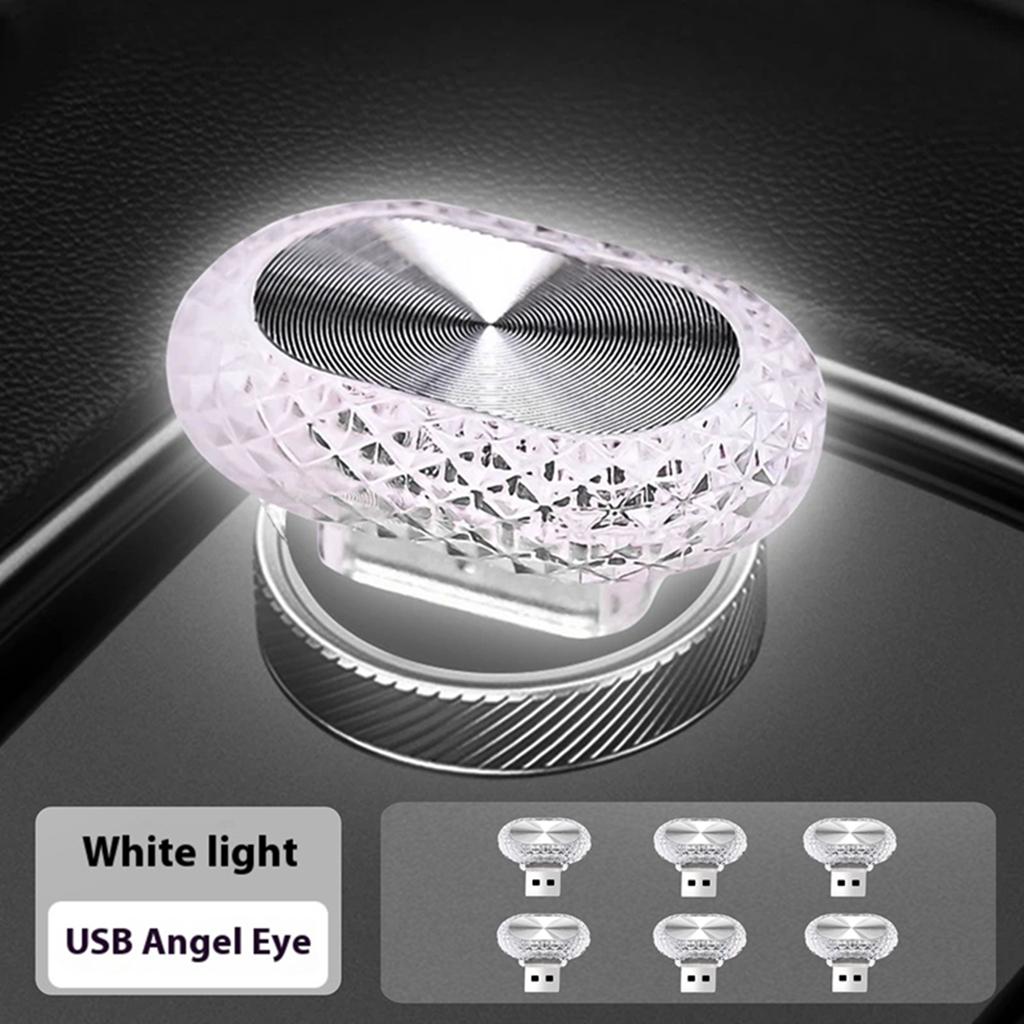 

New oval angel eye USB car atmosphere light, home small night atmosphere light, car decoration, seven colors, no wiring белый