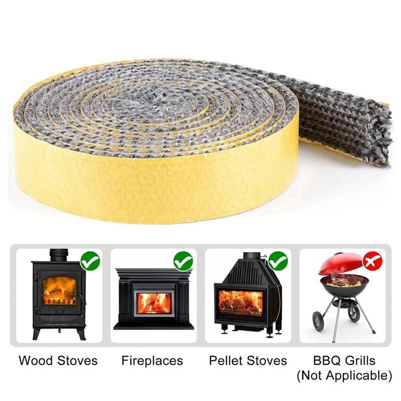 2X High Temperature 2M Fibreglass Rope Wood Stove Door Seal Gasket Fireplace Seal Rope Wood Stove Gasket,3Mmx10mmx2m