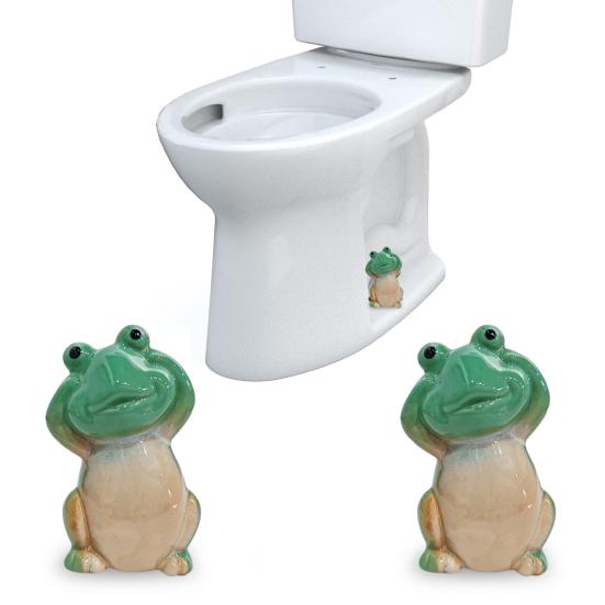 Yousheng 1/2Pcs Cartoon Green Ceramic Frog Toilet Bolt Covers Easy Installation Animal Theme Decor Bathroom Ornament