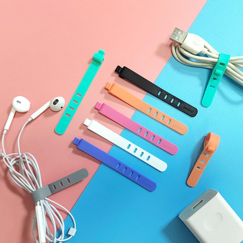 Silicone Cable Winder Organizer 20pcs Reusable Cord Management Straps Charging Wire Tie Arranger for Desk Home