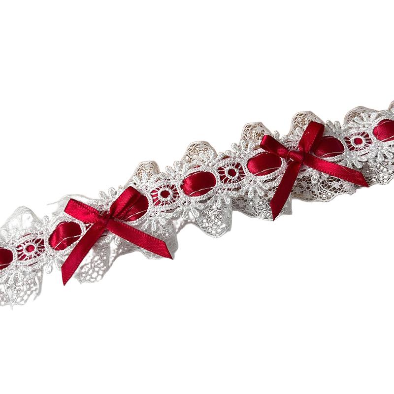 1m Bow Lace DIY Material Trim Ribbon Clothing Accessories Sewing Edges Applique Collar Neckline Edge 3.8cm Wide