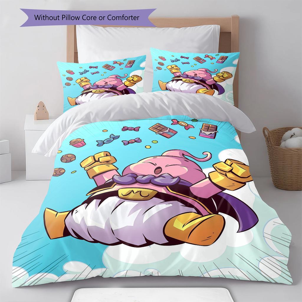 Majin Buu Pattern Bedding,Quilt Set Quilt Cover Pillowcase Home Birthday Gift (1 * Duvet Cover + 2 * Pillowcase, Without Core)