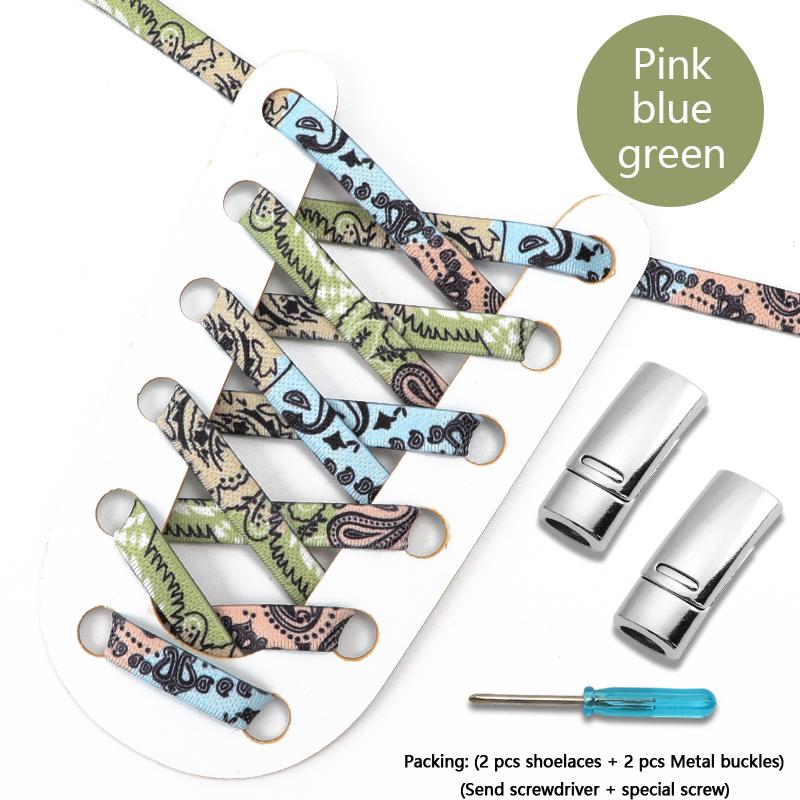 Magnetic Shoe Laces No Tie Sneakers Children Elastic Shoelaces Without Ties Flat Shoe Lace for Women Cashew Flower Shoestrings