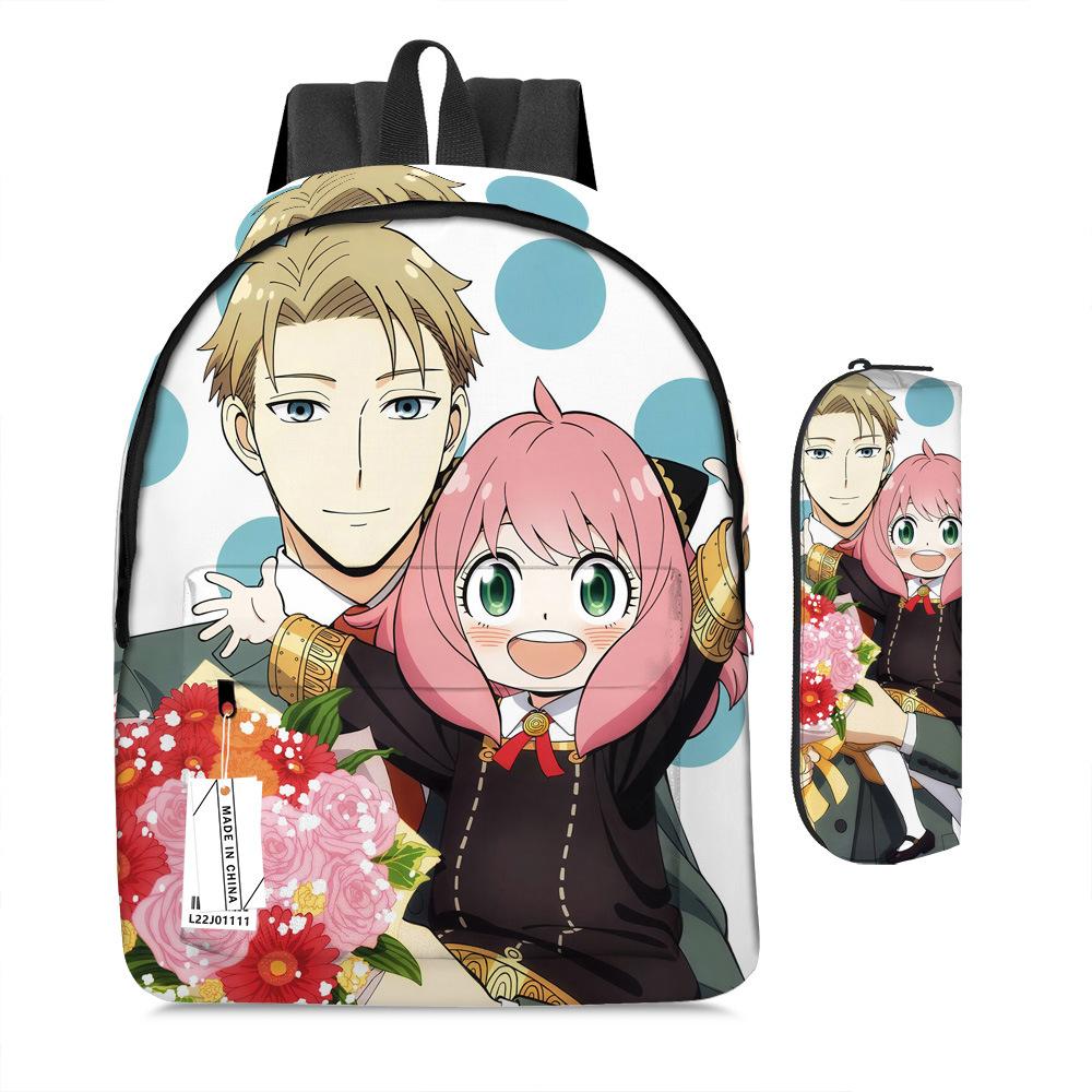 Spy Play House Cartoon Backpack Elementary And Secondary School Children'S School Bag Digital Full Printing Backpack Pencil Case