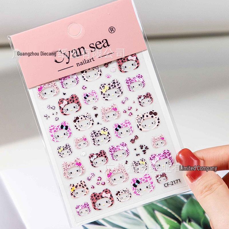 

3D наклейки для нігтів Cyansea KT Cat з капелюшком - Модний DIY-декор