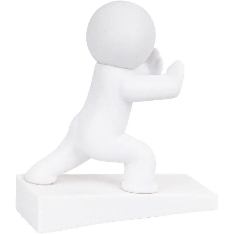 Cute White Humanoid Door Stopper With Non Slip Base Durable Material Perfect For Home Office Bedroom Decor