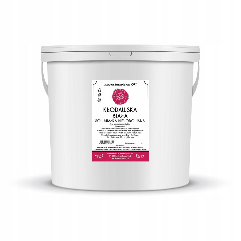 KŁODAWA WHITE SALT Uniodized 5kg Fine Bucket