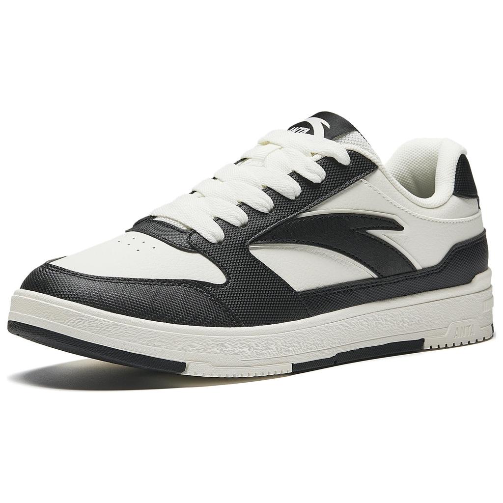 Anta Street Panda Sports Casual Height Increasing Wear Resistant Lightweight Non Slip Low Top Skate Shoes Men Sneakers White Black 912518007-5