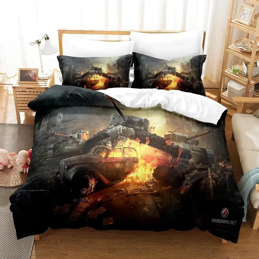 Tank War Theme Dirt Bike Bedding Set 3D Printed Suitable for Bedroom Duvet Cover Set With Pillowcases Kids Home Textile