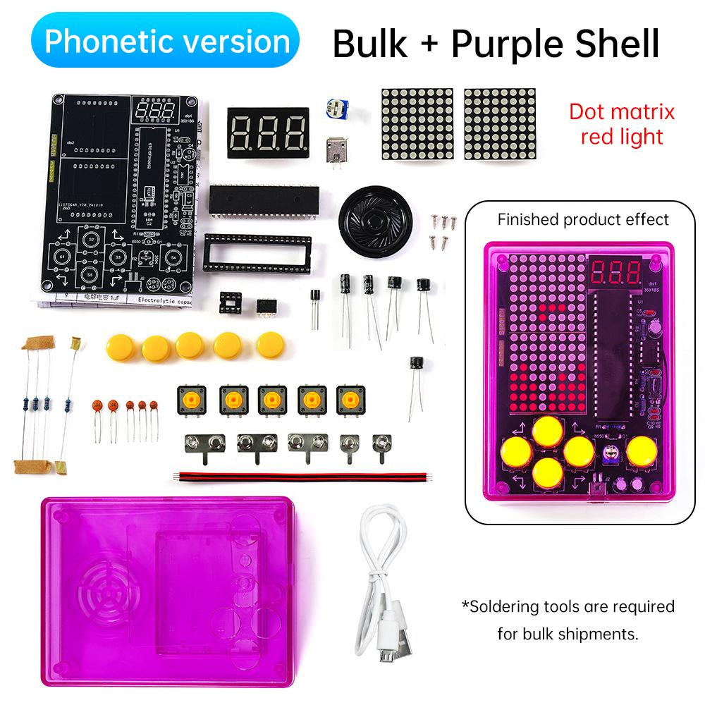 Voice Version 7 Pixel Game Console Electronic DIY kits Muyu Handheld 51 Single-chip Computer DIY Welding Practice Parts USB