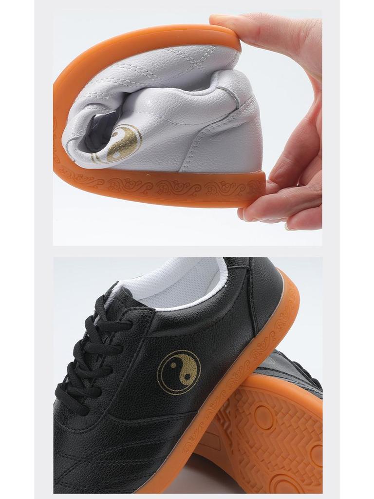 Women's & Men's Genuine Leather Tai Chi Shoes - Spring & Autumn Martial Arts Soft Cowhide with Anti-Odor Breathable Cow Tendon Sole.