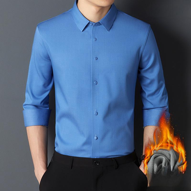 Plush Long-sleeved Shirt Men's Autumn and Winter New Business Casual Thickened Thermal Shirt Warm Inner Wear