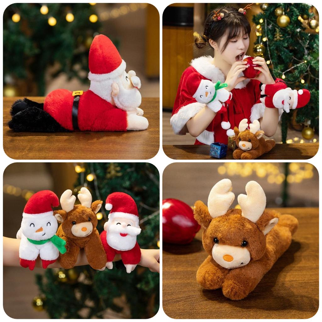 Slap Band Christmas Santa Plush Toy Cute Snowman Wristband Cartoon Gifts Decor