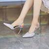 Banquet shoes Single shoes Pointed thin heels Fashion sequined high heels Women's spring and autumn one-word buckle skirt