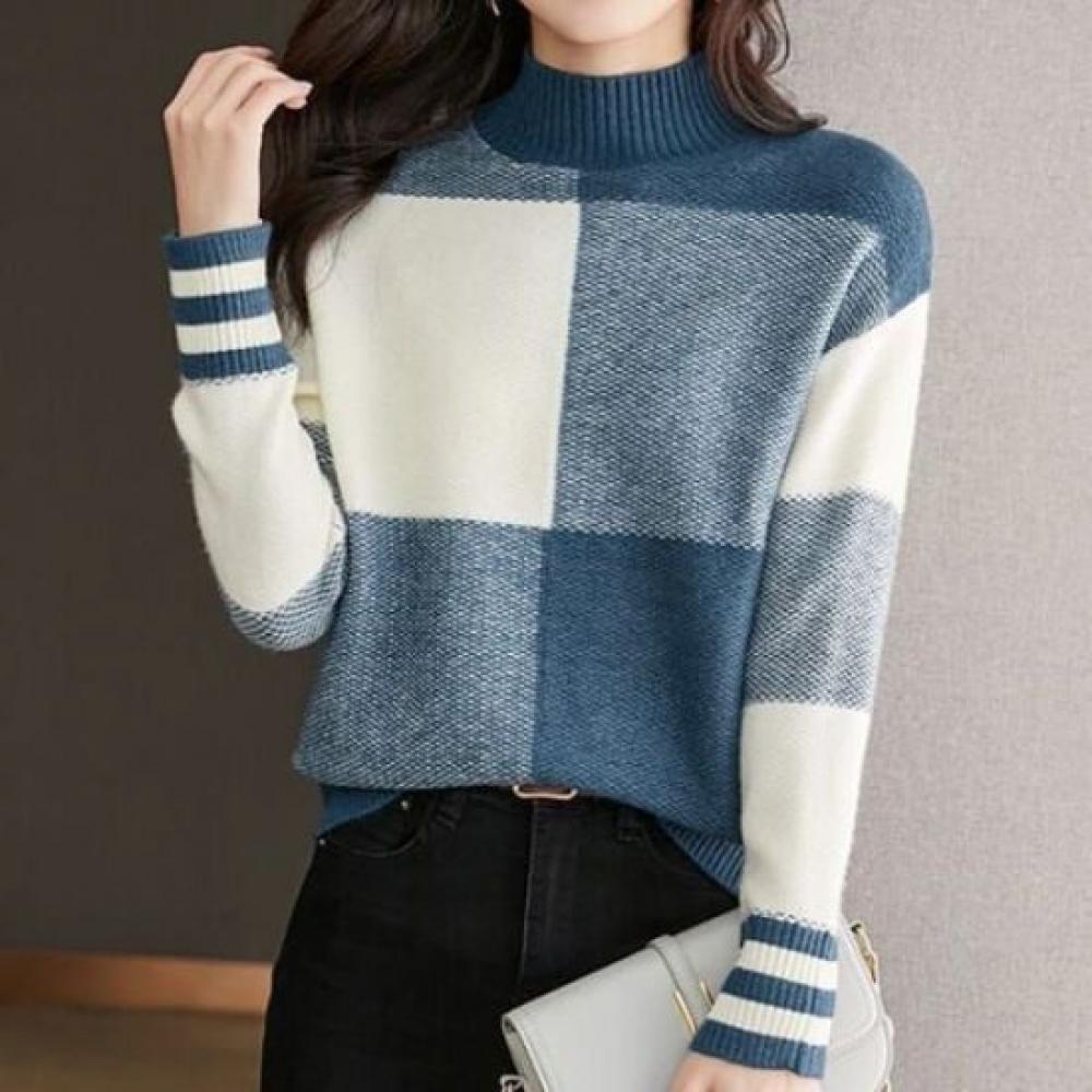 Navava Men Color Block Long Sleeve Half Polo Knit Tee Nk2699