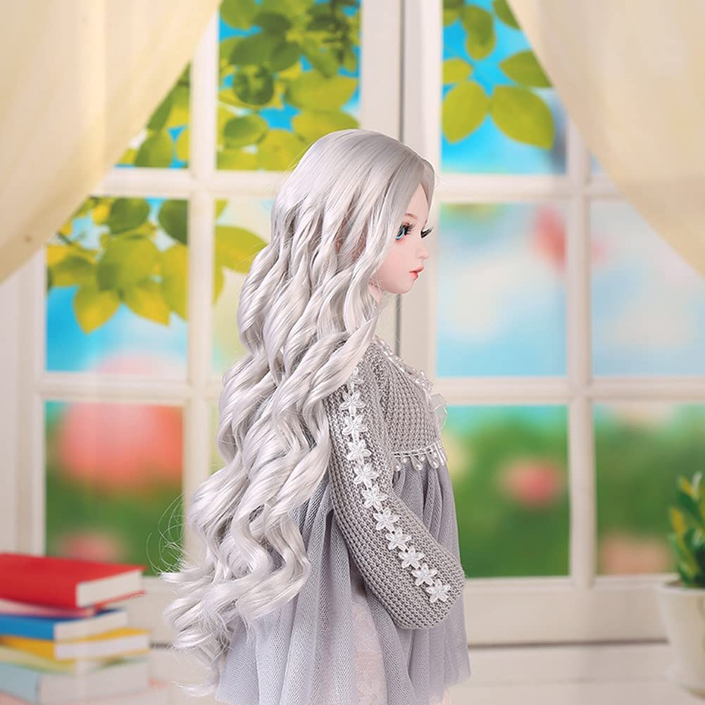 Doll Wig for and and Straight Heat Resistant Inch Head DIY Doll Hair Accessories 1/3 1/6 BJD/SD Dolls, Curly, Long, Hair, (180°C), 8-9 (21-24cm