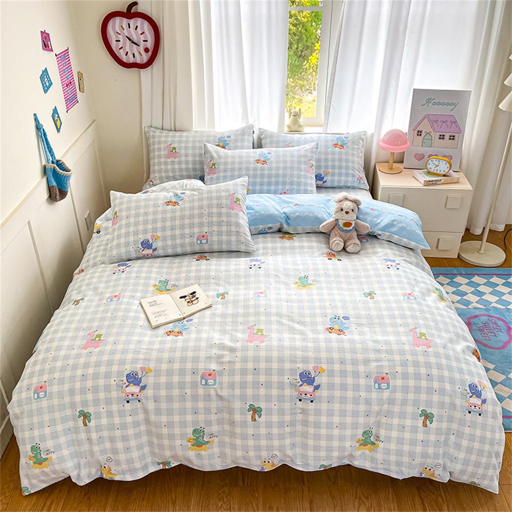 Dinosaur Cartoon Printed Single Quilt Cover Spring Breathable Duvet Cover With Pillowcase 75*50Cm For Kids Single/Queen/Kingsize